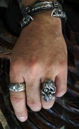 19R-SS101SS : RING / SKULL & SNAKE